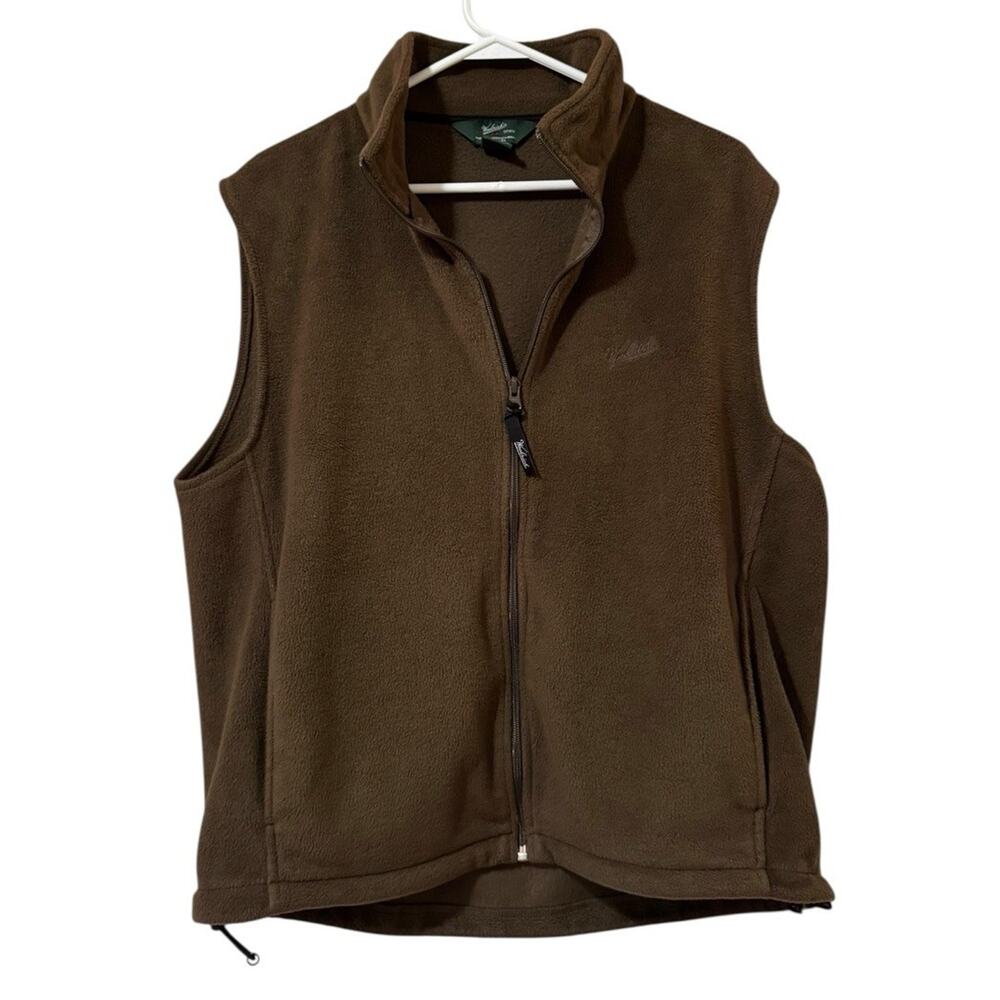 WOOLRICH Men Size Large Full Zip Sleeveless Vest Polyester Wood‎ Brown Classic